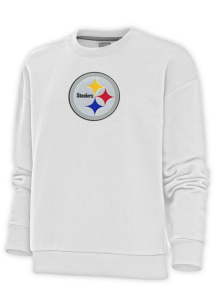 Antigua Pittsburgh Steelers Womens Full Front Chenille Victory Crew Sweatshirt