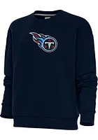 Antigua Tennessee Titans Womens Navy Blue Full Front Chenille Victory Crew Sweatshirt