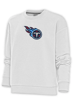 Antigua Tennessee Titans Womens White Full Front Chenille Victory Crew Sweatshirt