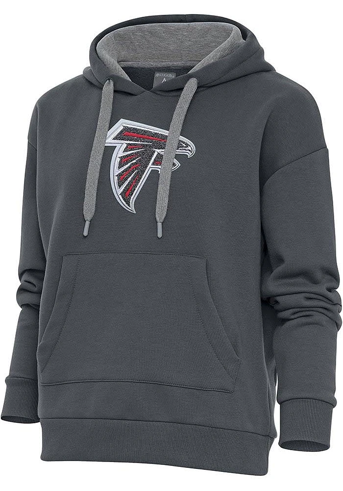 Antigua Atlanta Falcons Womens Charcoal Chenille Logo Victory Hooded Sweatshirt