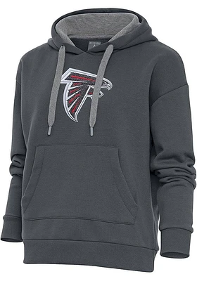 Antigua Atlanta Falcons Womens Charcoal Chenille Logo Victory Hooded Sweatshirt