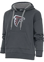 Antigua Atlanta Falcons Womens Charcoal Chenille Logo Victory Hooded Sweatshirt
