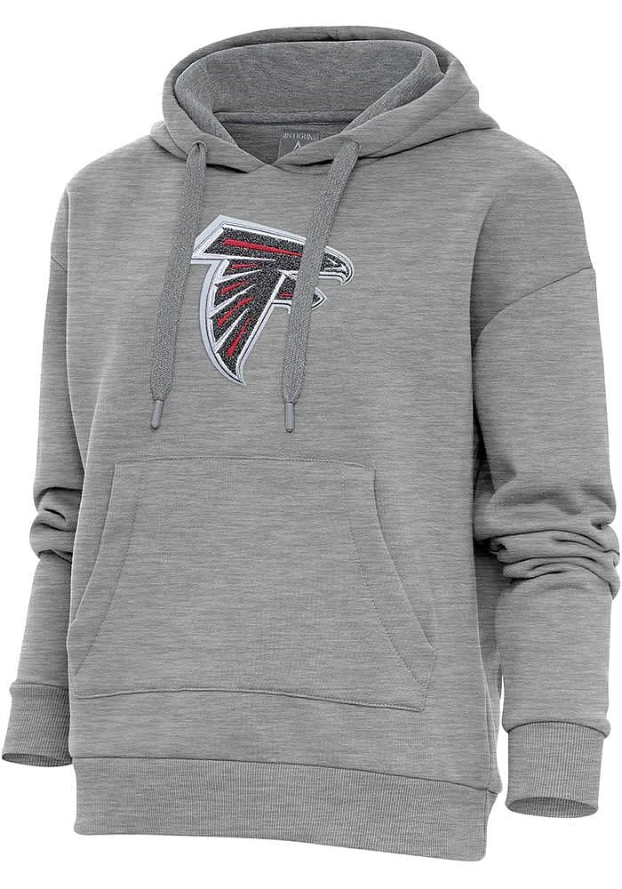 Antigua Atlanta Falcons Womens Grey Chenille Logo Victory Hooded Sweatshirt