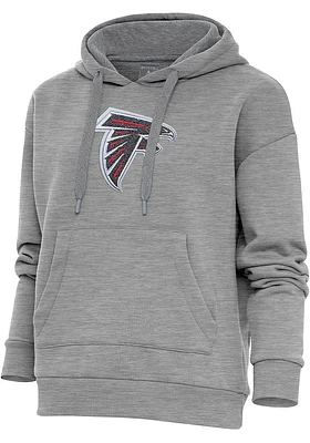 Antigua Atlanta Falcons Womens Grey Chenille Logo Victory Hooded Sweatshirt