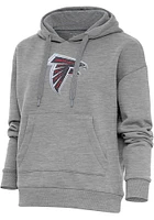 Antigua Atlanta Falcons Womens Grey Chenille Logo Victory Hooded Sweatshirt