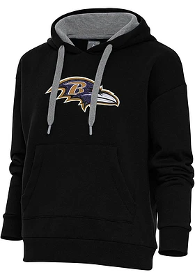 Antigua Baltimore Ravens Womens Chenille Logo Victory Hooded Sweatshirt