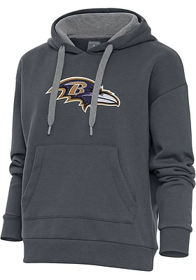 Antigua Baltimore Ravens Womens Charcoal Chenille Logo Victory Hooded Sweatshirt