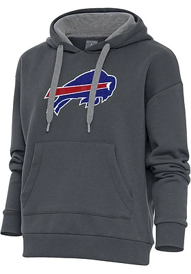 Antigua Buffalo Bills Womens Charcoal Chenille Logo Victory Hooded Sweatshirt