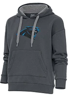 Antigua Carolina Panthers Womens Charcoal Chenille Logo Victory Hooded Sweatshirt