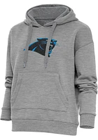 Antigua Carolina Panthers Womens Grey Chenille Logo Victory Hooded Sweatshirt