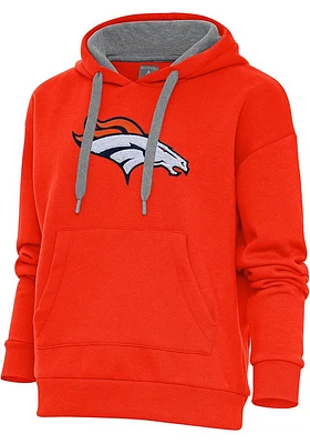 Antigua Denver Broncos Womens Chenille Logo Victory Hooded Sweatshirt