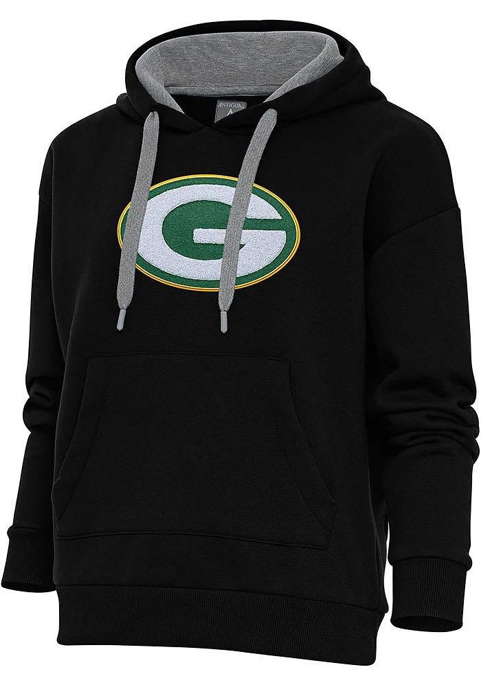 Antigua Green Bay Packers Womens Chenille Logo Victory Hooded Sweatshirt