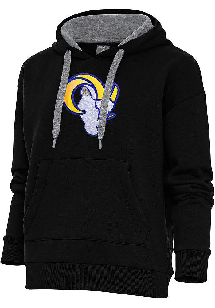 Antigua Los Angeles Rams Womens Chenille Logo Victory Hooded Sweatshirt
