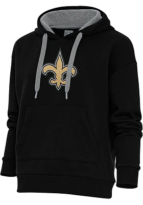 Antigua New Orleans Saints Womens Chenille Logo Victory Hooded Sweatshirt