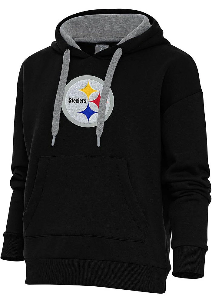 Antigua Pittsburgh Steelers Womens Chenille Logo Victory Hooded Sweatshirt