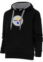 Antigua Pittsburgh Steelers Womens Chenille Logo Victory Hooded Sweatshirt