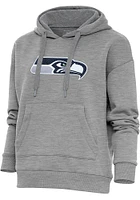 Antigua Seattle Seahawks Womens Grey Chenille Logo Victory Hooded Sweatshirt