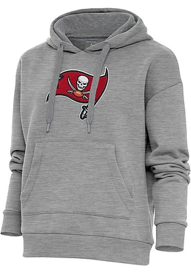 Antigua Tampa Bay Buccaneers Womens Grey Chenille Logo Victory Hooded Sweatshirt