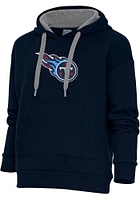 Antigua Tennessee Titans Womens Navy Blue Chenille Logo Victory Hooded Sweatshirt