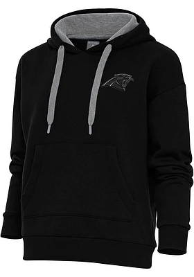 Antigua Carolina Panthers Womens Black Tonal Logo Victory Hooded Sweatshirt