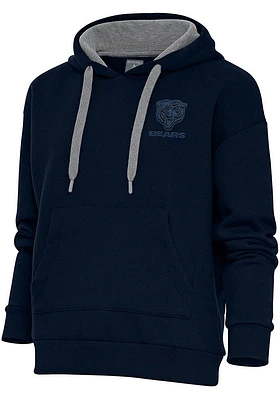 Antigua Chicago Bears Womens Navy Blue Tonal Logo Victory Hooded Sweatshirt