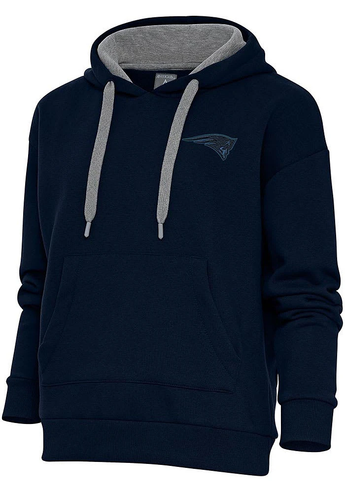 Antigua New England Patriots Womens Navy Blue Tonal Logo Victory Hooded Sweatshirt
