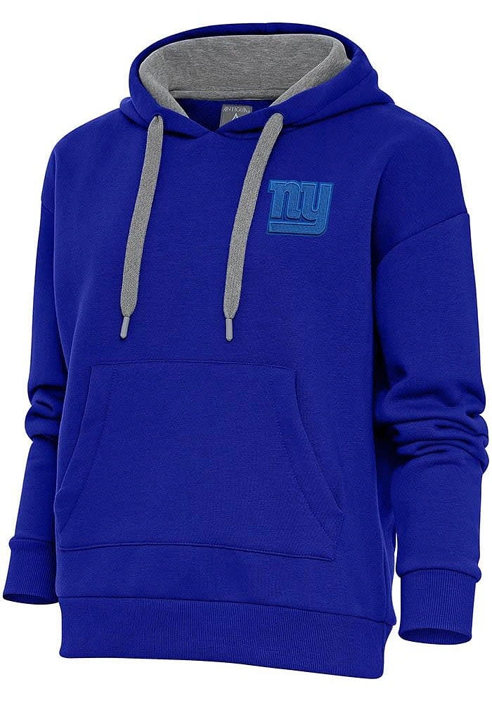 Antigua New York Giants Womens Blue Tonal Logo Victory Hooded Sweatshirt
