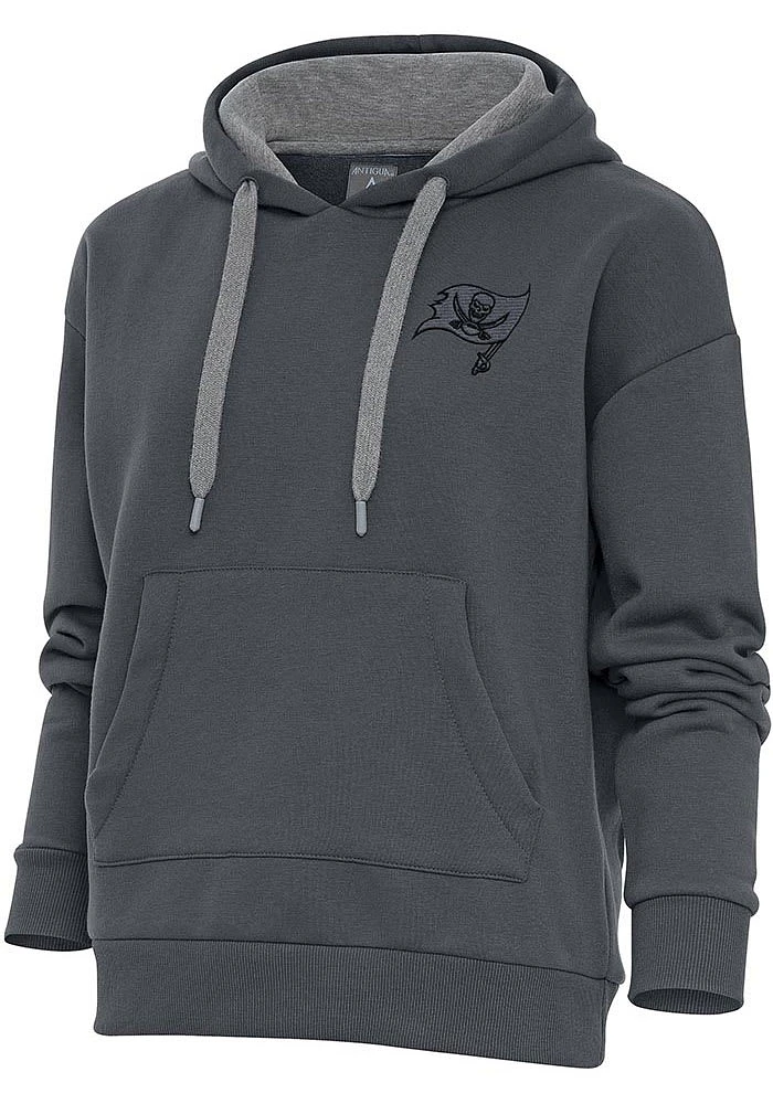 Antigua Tampa Bay Buccaneers Womens Charcoal Tonal Logo Victory Hooded Sweatshirt