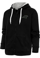 Antigua Carolina Panthers Womens Black Tonal Logo Victory Long Sleeve Full Zip Jacket