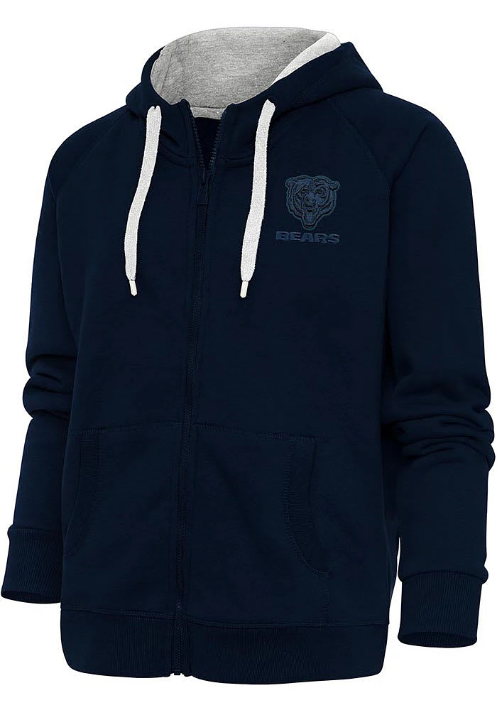 Antigua Chicago Bears Womens Navy Blue Tonal Logo Victory Long Sleeve Full Zip Jacket