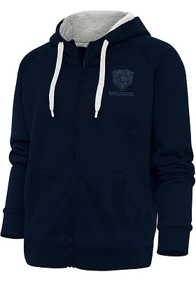 Antigua Chicago Bears Womens Navy Blue Tonal Logo Victory Long Sleeve Full Zip Jacket