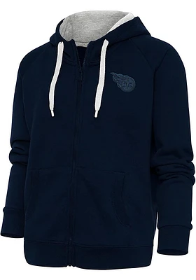 Antigua Tennessee Titans Womens Navy Blue Tonal Logo Victory Long Sleeve Full Zip Jacket