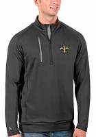 Antigua New Orleans Saints Mens Grey Generation Long Sleeve Qtr Zip Pullover