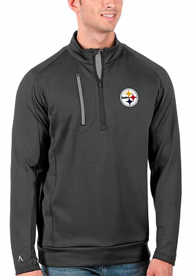 Antigua Pittsburgh Steelers Mens Grey Generation Long Sleeve Qtr Zip Pullover