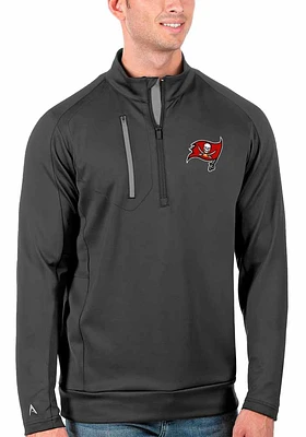 Antigua Tampa Bay Buccaneers Mens Grey Generation Long Sleeve Qtr Zip Pullover