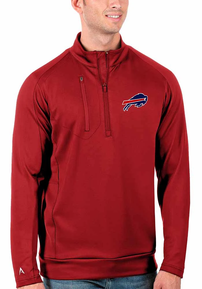 Antigua Buffalo Bills Mens Red Generation Long Sleeve Qtr Zip Pullover