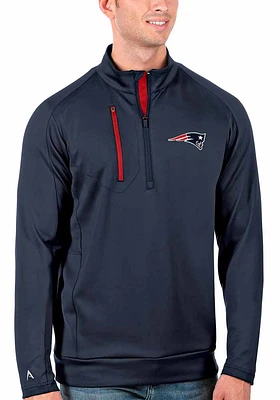 Antigua New England Patriots Mens Navy Blue Generation Long Sleeve Qtr Zip Pullover