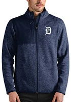 Antigua Detroit Tigers Mens Navy Blue Fortune Long Sleeve Full Zip Jacket