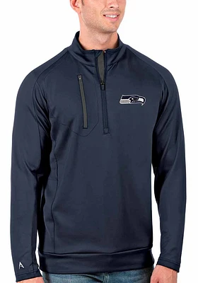 Antigua Seattle Seahawks Mens Navy Blue Generation Long Sleeve Qtr Zip Pullover