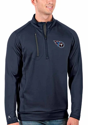 Antigua Tennessee Titans Mens Navy Blue Generation Long Sleeve Qtr Zip Pullover