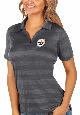 Antigua Pittsburgh Steelers Womens Compass Short Sleeve Polo Shirt