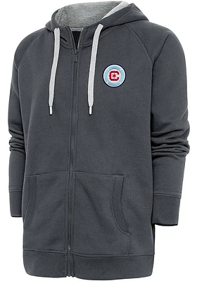 Antigua Chicago Fire Mens Charcoal Victory Long Sleeve Full Zip Jacket