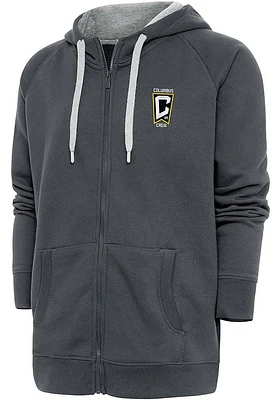 Antigua Columbus Crew Mens Charcoal Victory Long Sleeve Full Zip Jacket