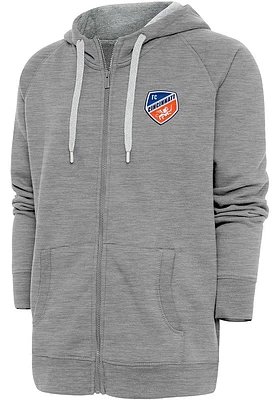 Antigua FC Cincinnati Mens Grey Victory Series Long Sleeve Full Zip Jacket