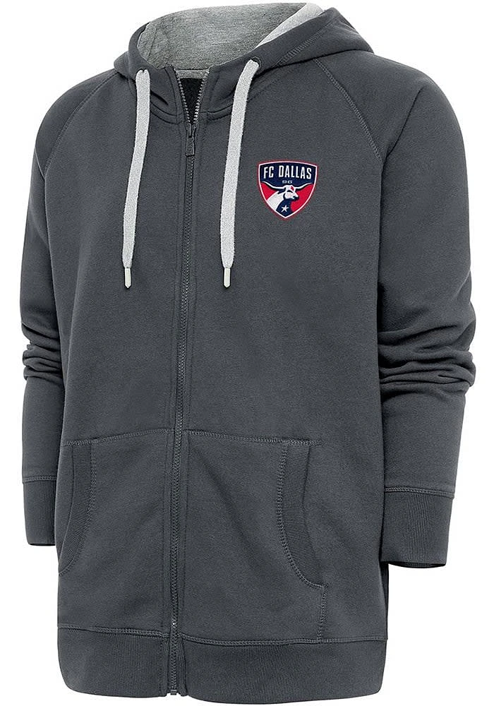 Antigua FC Dallas Mens Charcoal Victory Long Sleeve Full Zip Jacket