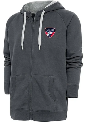 Antigua FC Dallas Mens Charcoal Victory Long Sleeve Full Zip Jacket