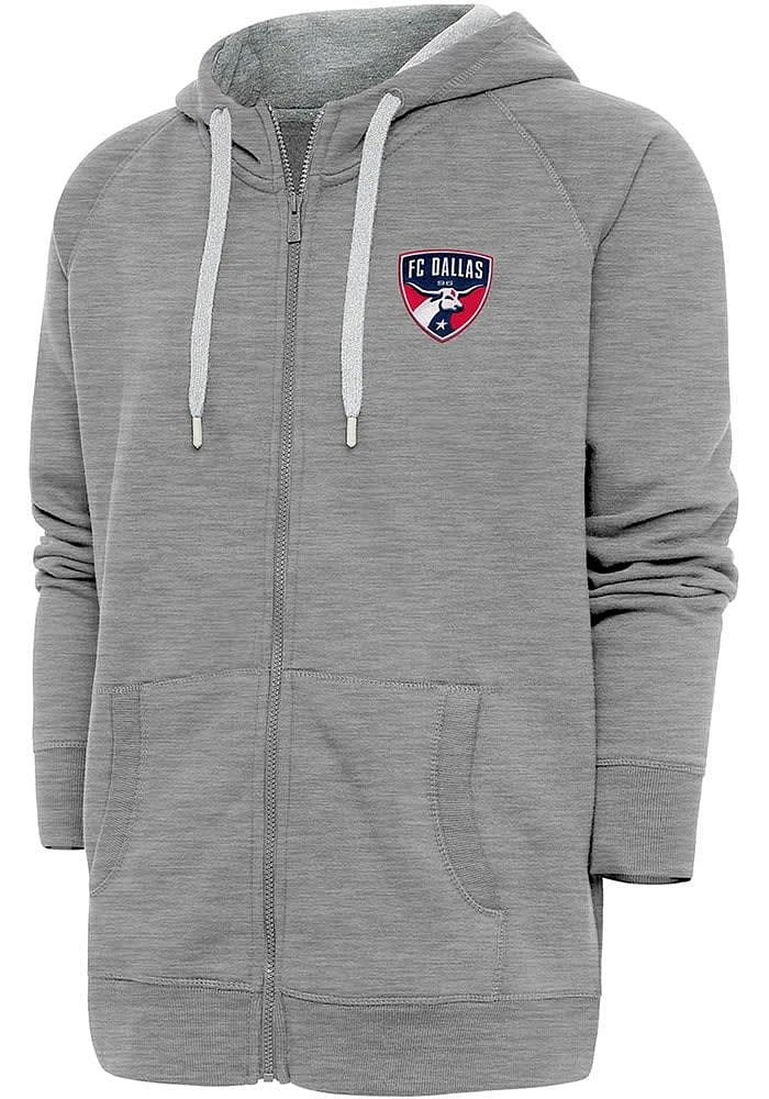 Antigua FC Dallas Mens Grey Victory Long Sleeve Full Zip Jacket