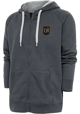 Antigua Los Angeles FC Mens Charcoal Victory Long Sleeve Full Zip Jacket