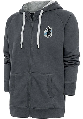 Antigua Minnesota United FC Mens Charcoal Victory Long Sleeve Full Zip Jacket