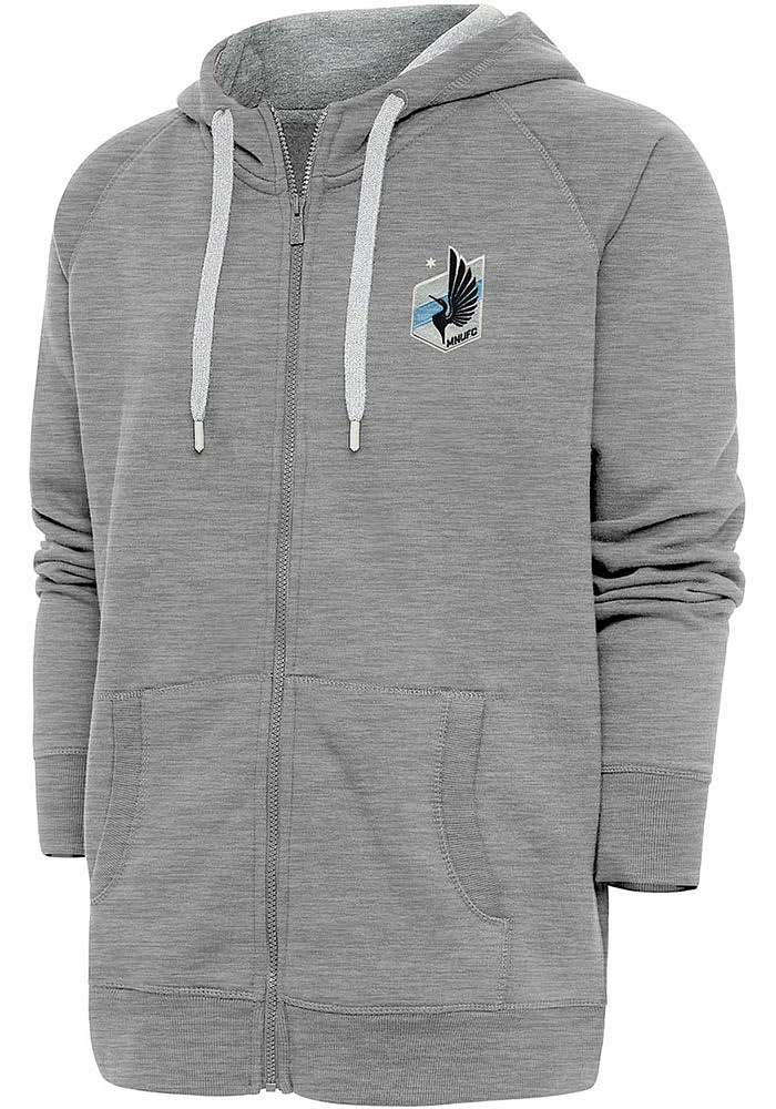 Antigua Minnesota United FC Mens Grey Victory Long Sleeve Full Zip Jacket